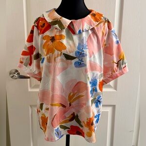 Floral Women's Top with Peter Pan Collar